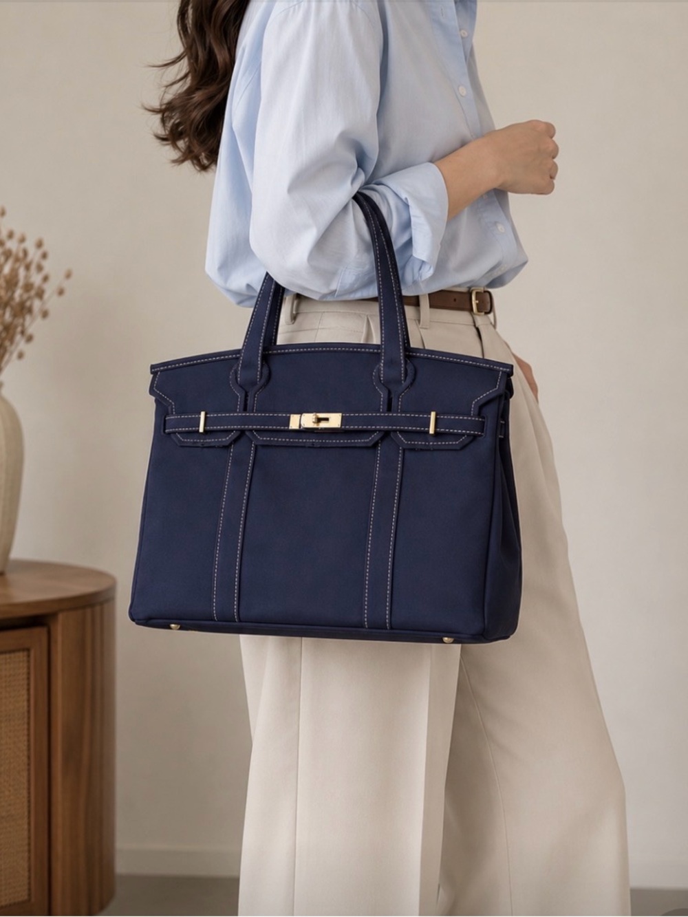 Boatkin Navy Tote Bag~ Solid Color Everyday Carryall